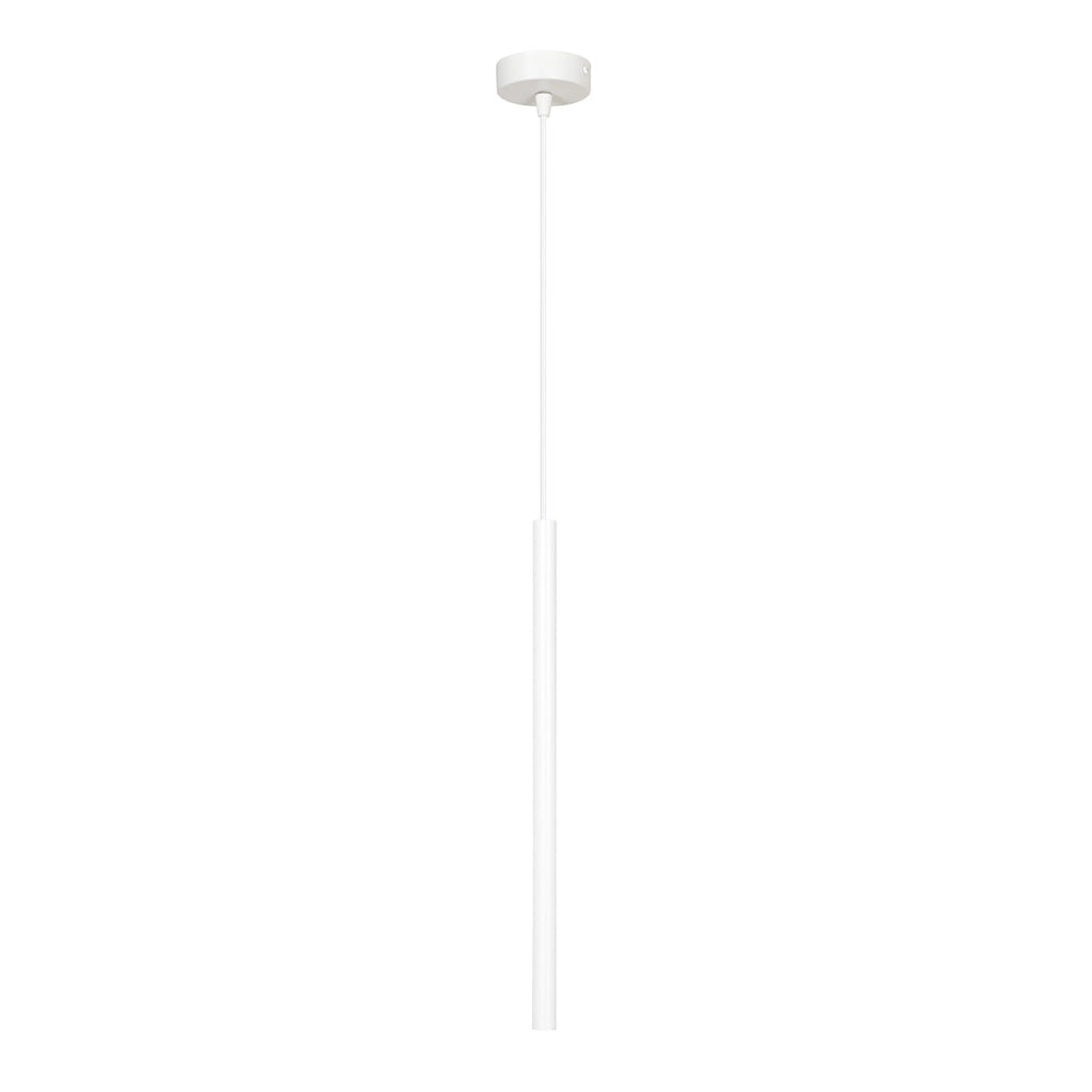 Lampadario 1 Luce Moderno Shu Acciaio Bianco E Paralume A Cilindro Sottile