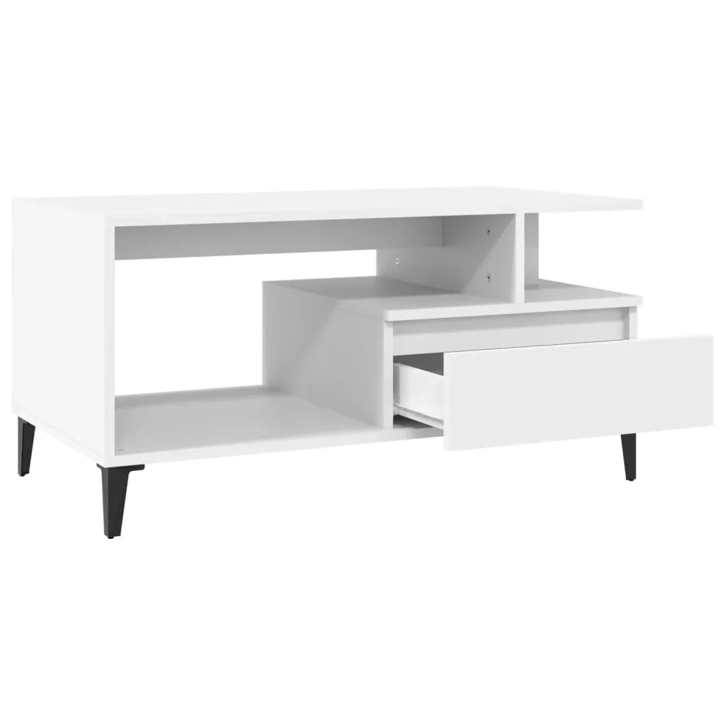 Tavolino da Salotto Bianco 90x49x45 cm in Legno Multistrato 819620