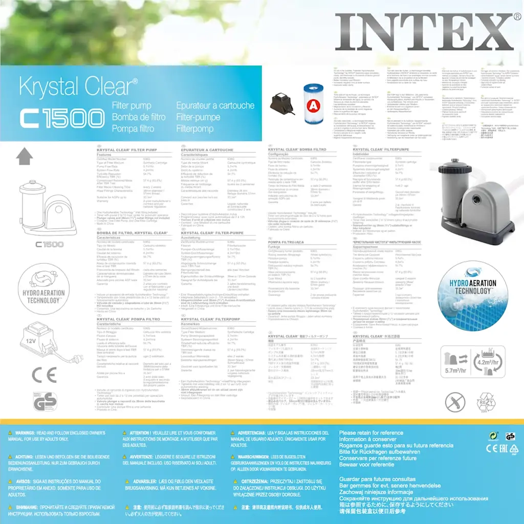 INTEX Pompa Filtrante a Cartuccia  5678 L/ora 28636GS 91497