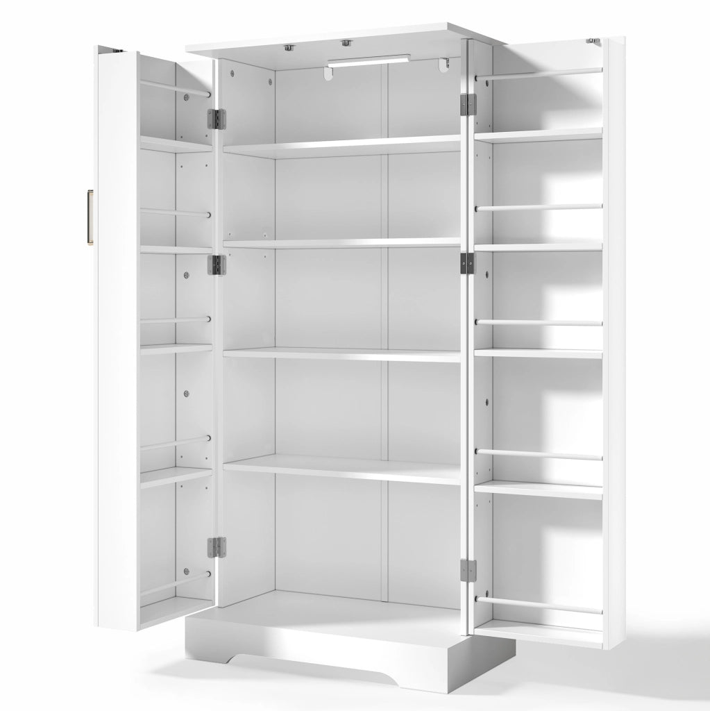 Credenza da cucina 60x35x128 cm salvaspazio con luce LED con sensore bianco