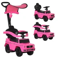Macchina a Spinta per Bambini 12-36 Mesi con Licenza Mercedes, Tettuccio e Maniglia, 85.5x40.5x95 cm, Rosa