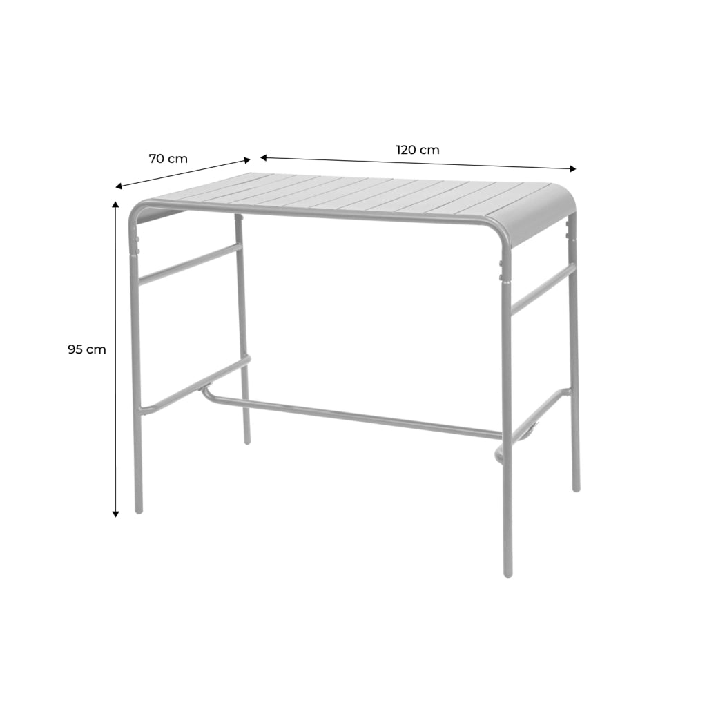 Tavolo alto da giardino in acciaio, 4 posti, 120cm, antracite
