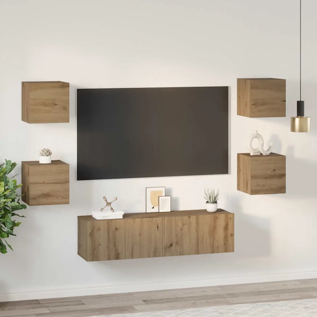 Set mobile TV 6 pcs Rovere artigianale Legno multistrato 3393143