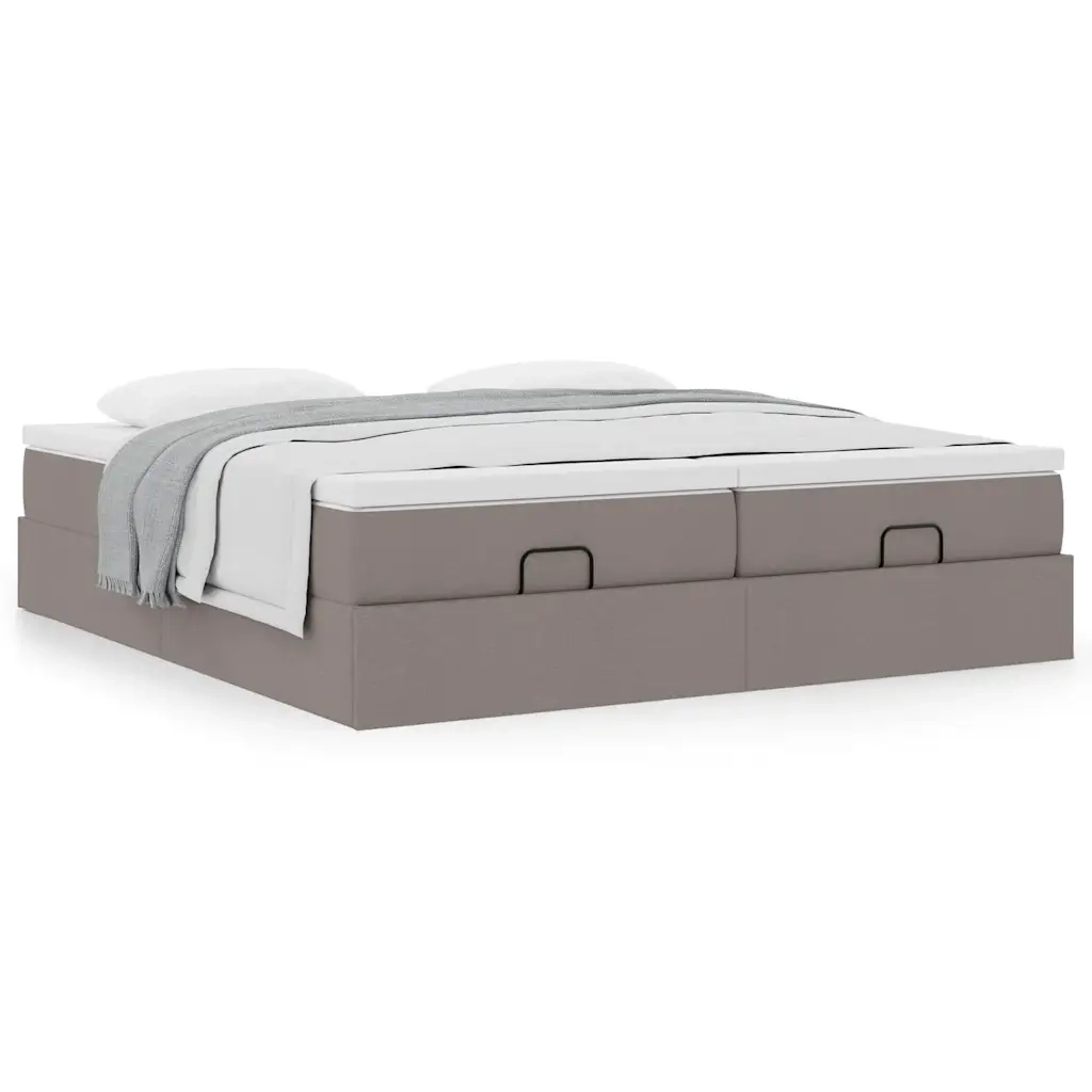 Struttura Letto Pouf con Materassi Tortora 180x200cm in Tessuto 3311245