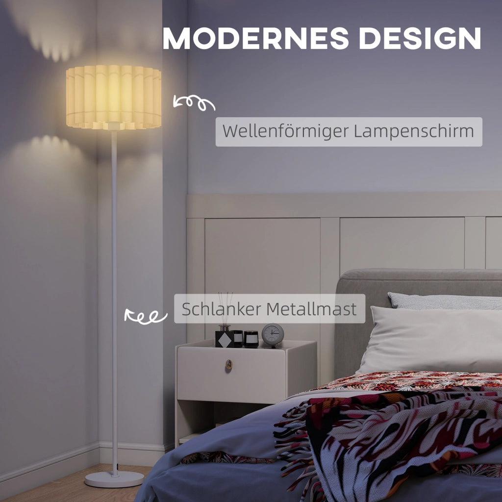 Lampada da Terra Retr¨° ¨C Xylo ¨C Paralume Plastica Bianco con Interruttore a Pedale