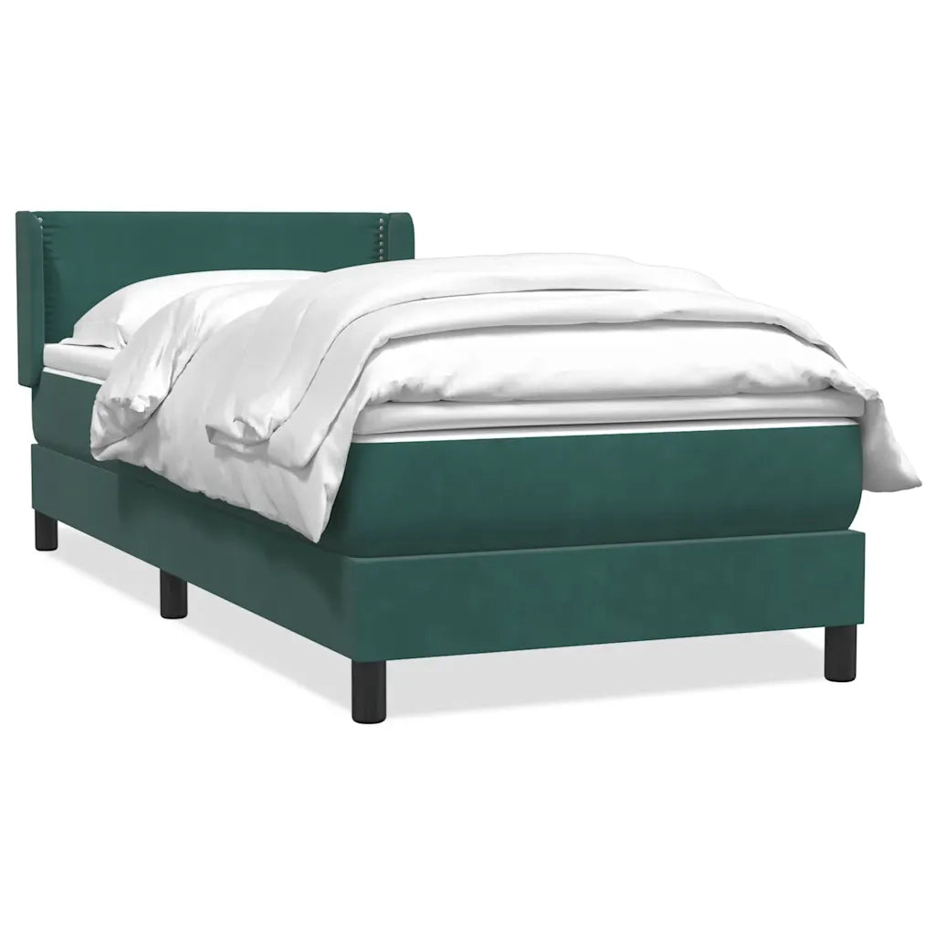vidaXL Giroletto a Molle con Materasso Verde Scuro 80x220 cm Velluto