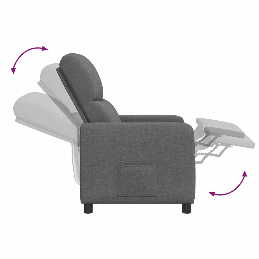 Divano Sedia-Poltrona reclinabile Grigio Scuro Tessuto 367345