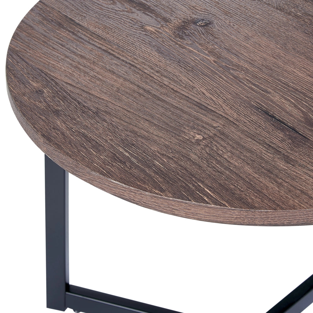 Tavolino Piano in legno scuro Gambe nere Soggiorno moderno industriale Camera da letto