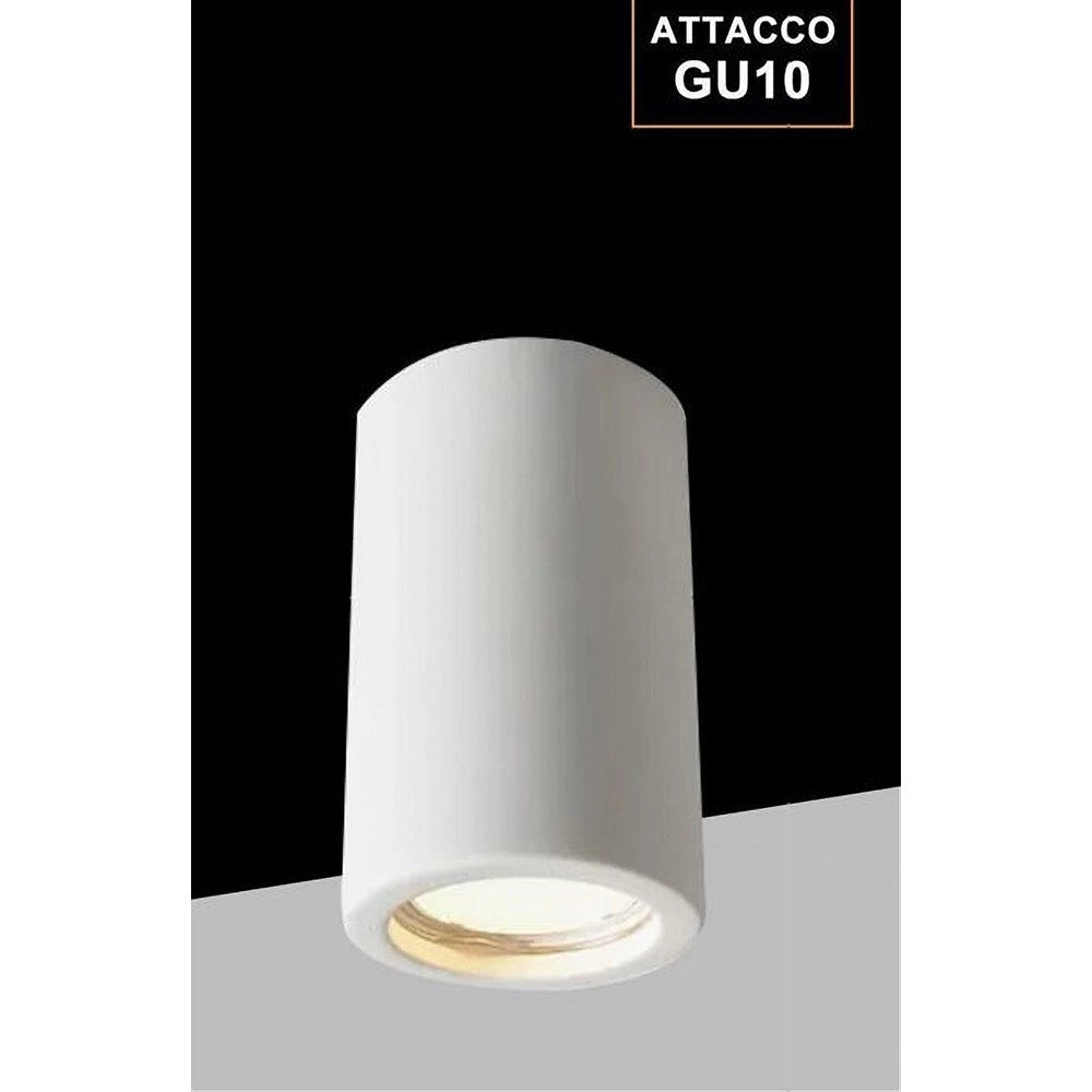 Trade Shop - Porta Faretto Lampada Soffitto Gu10 Cilindro Gesso H110mm Verniciabile Gs-c110-t -
