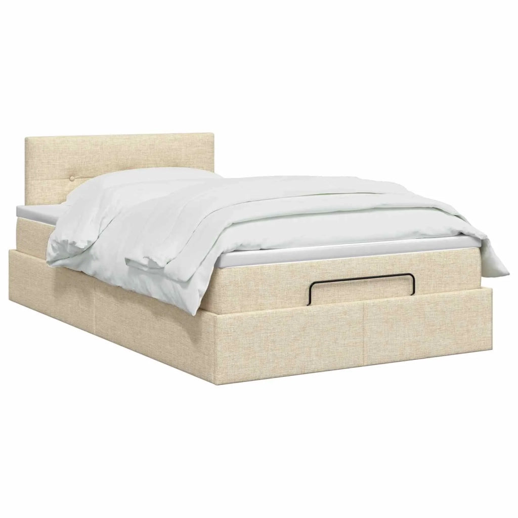 Letto ottomano con materasso Crema 120 x 200 cm Tessuto 3457485