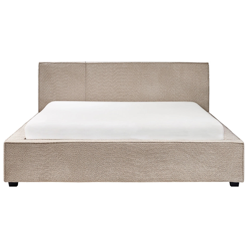 Letto matrimoniale in tessuto bouclé tortora 160 x 200 cm stile moderno