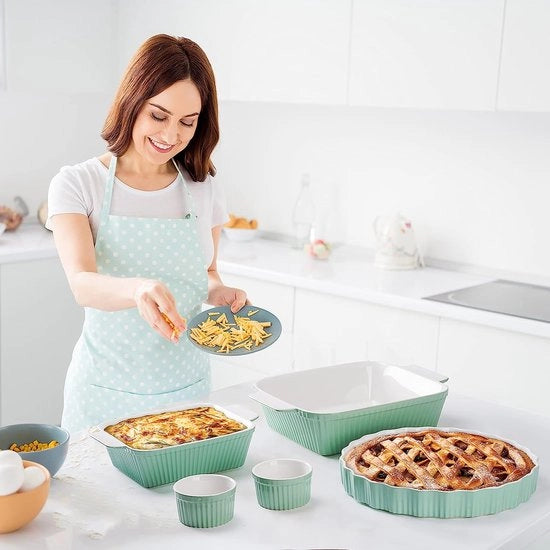 Torta di quiche 28 cm - Forma ceramica per torta | forma per fruitcake | forma per torta, resistente alle abrasioni, facile da pulire (verde menta)