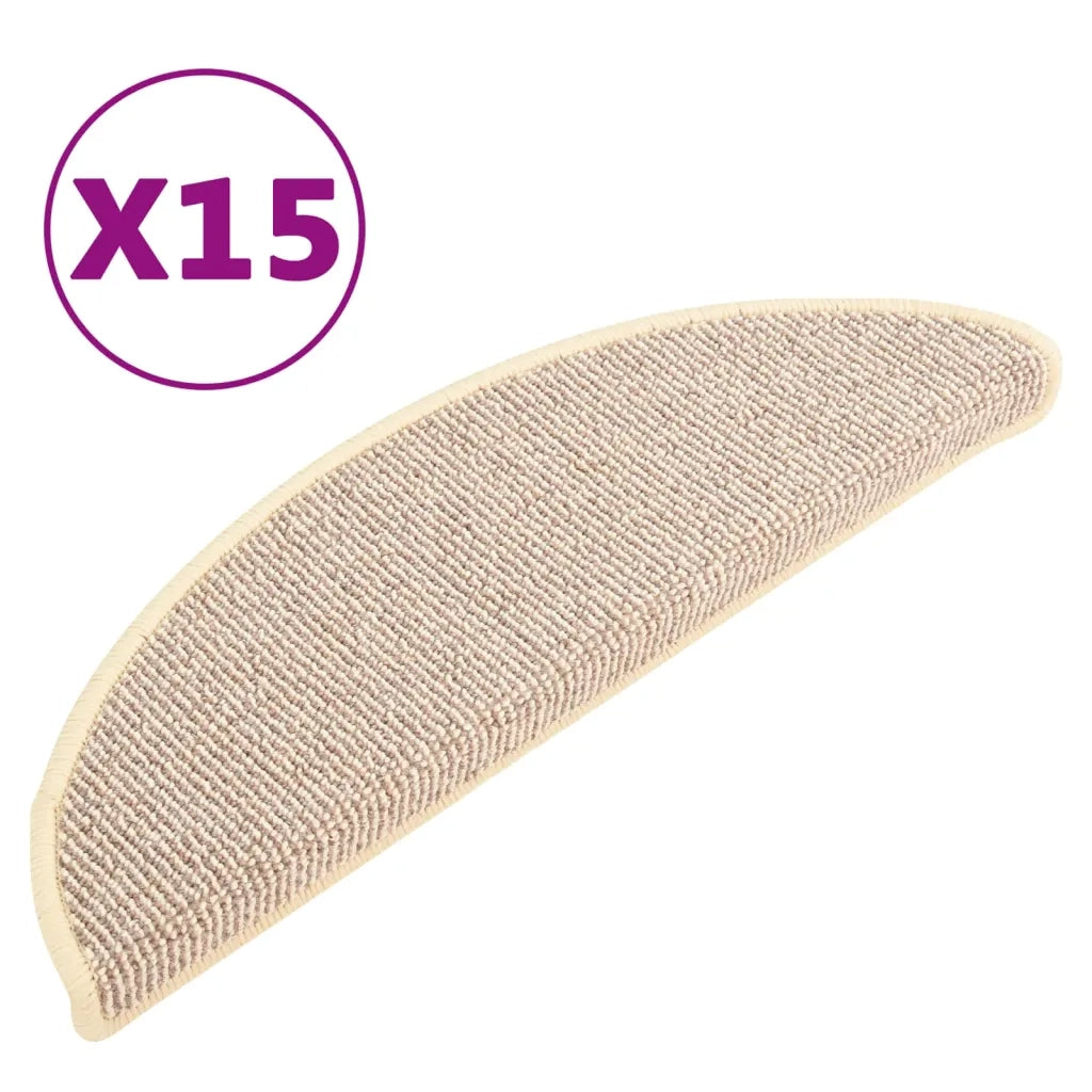 Tappetini per scale 15 pz 56x17x3 cm Bianco e Marrone Semicircolari 149852