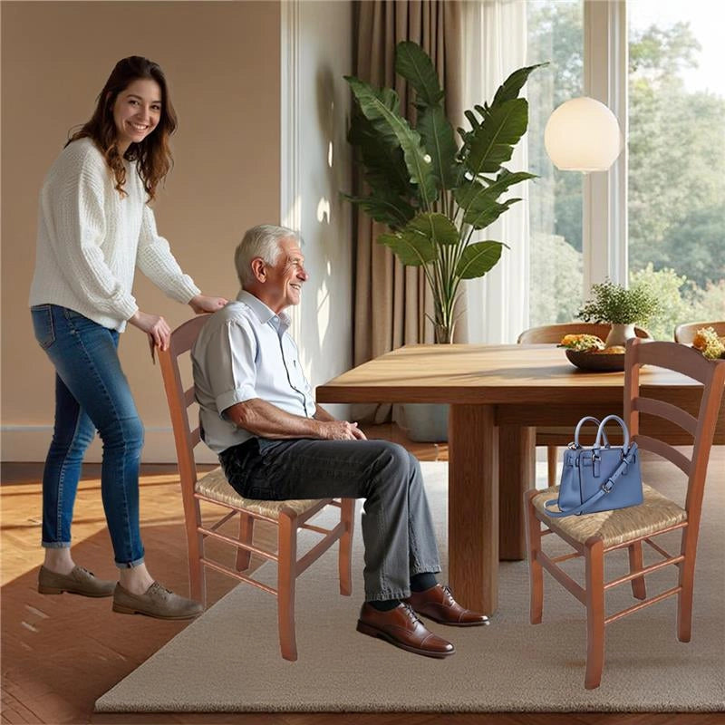 SEDIA IN LEGNO COLORE CILIEGIO 45×45×88 CM MODELLO PAESANA CON SEDUTA IN PAGLIA GREZZA E SCHIENALE ALTO - 4PZ