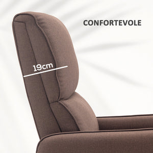 Poltrona Alzapersona Elettrica Reclinabile con Telecomando e Tasca in Tessuto Marrone Scuro