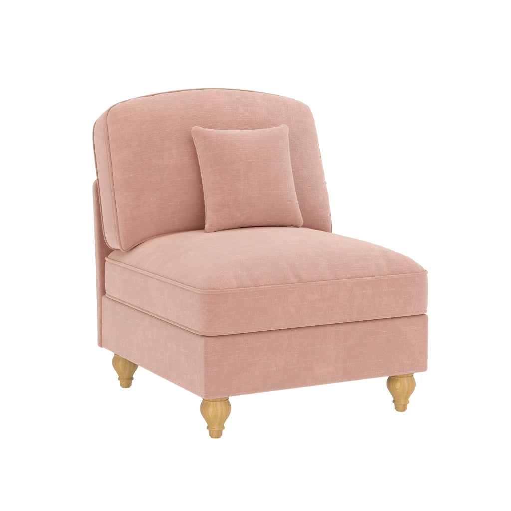 Divano in chenille rosa con cuscino incluso e gonna removibile, 2 look