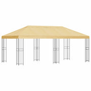 Gazebo | Pergolato con pareti laterali 6 x 3 m Crema Poliestere e Acciaio