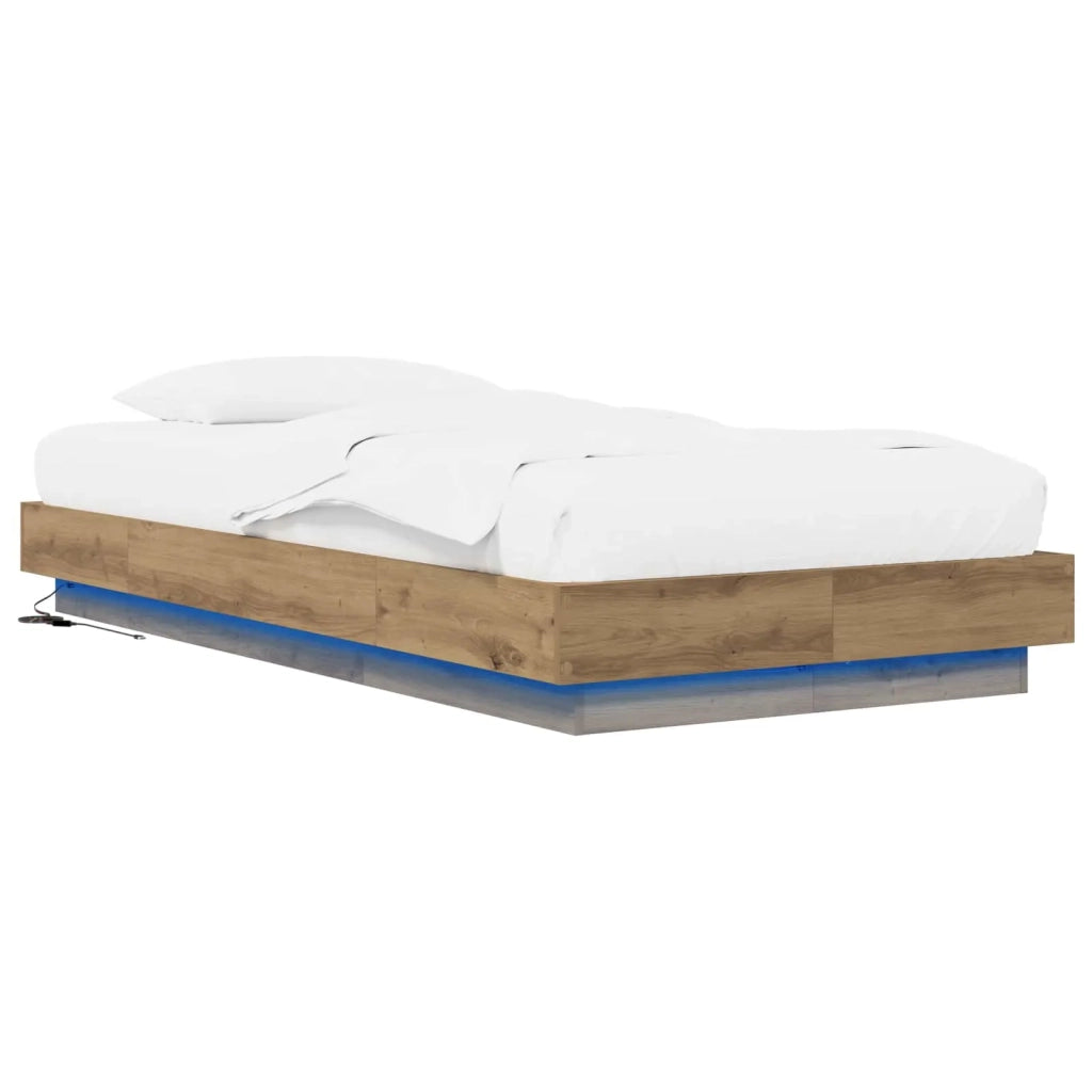Letto con LED con strisce LED Rovere Artigianale 80 x 200 cm 3429588