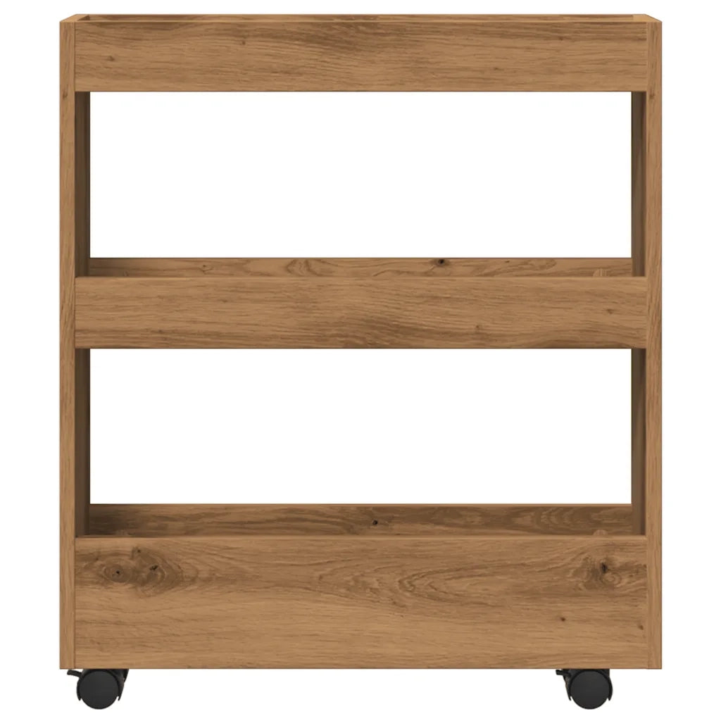 Carrello Stretto a 3 Livelli Rovere Artigianale in Truciolato 855249