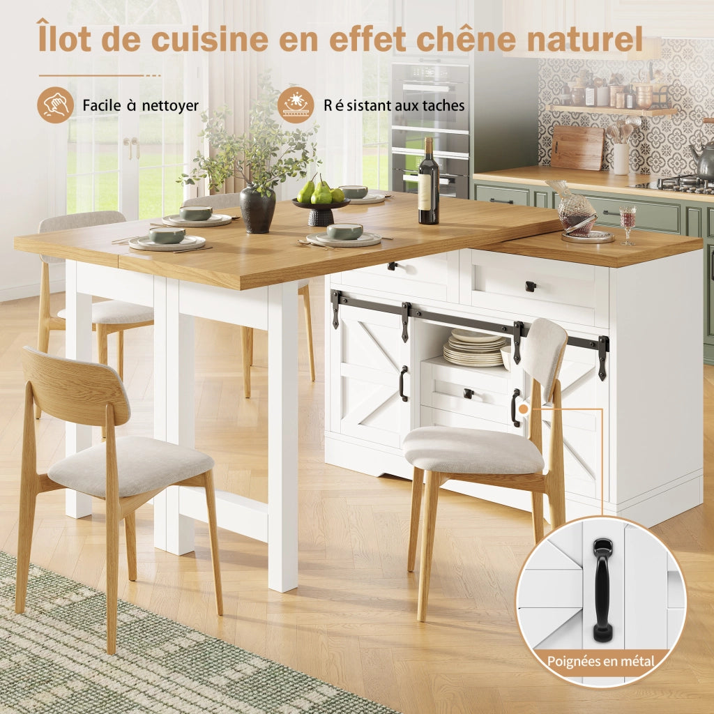 Tavolo da pranzo con armadio laterale; pannelli girevoli a 360°; per cucina; 120-197 × 40 × 72 cm
