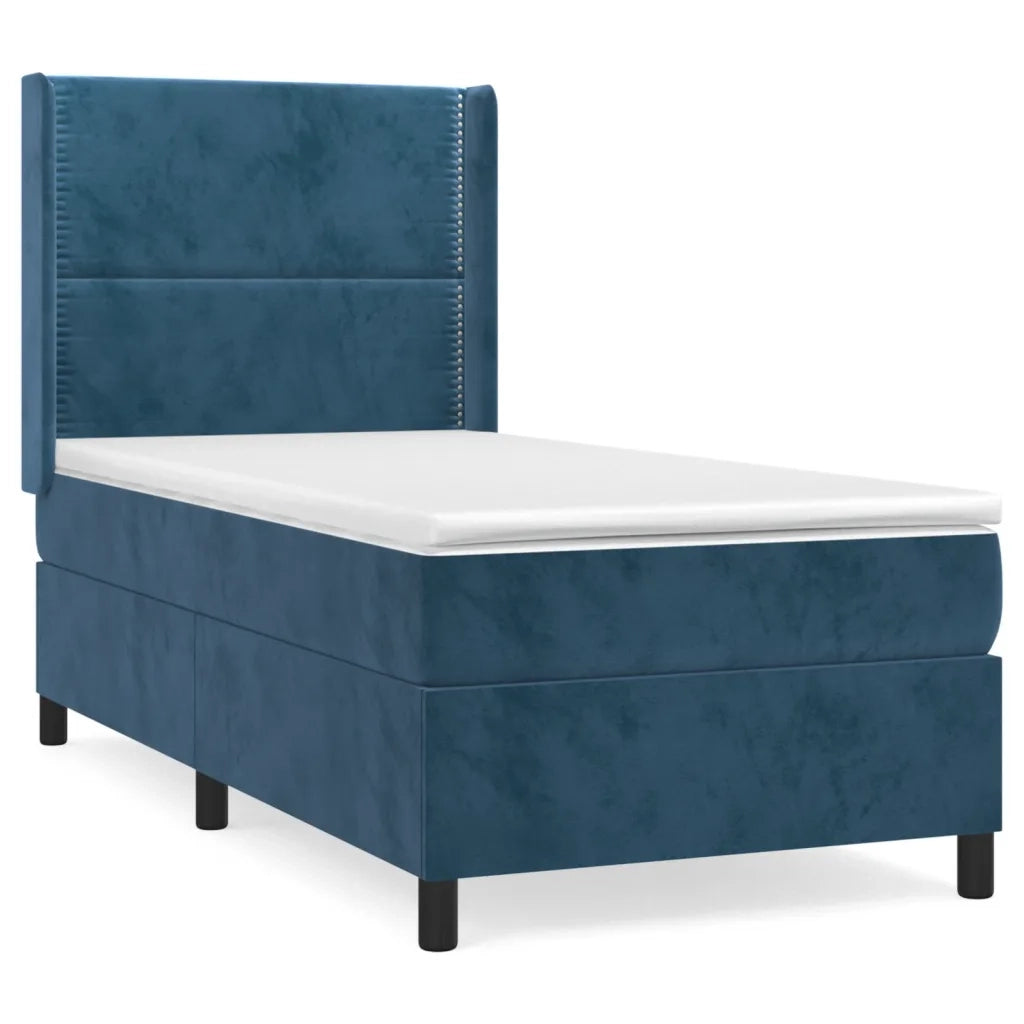 Giroletto a Molle con Materasso Blu Scuro 80x200 cm in Velluto 3132589