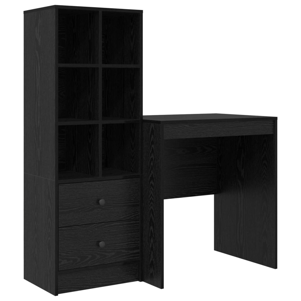 Scrivania con cassetto con lo scaffale 2 pcs Rovere Nero 3337346