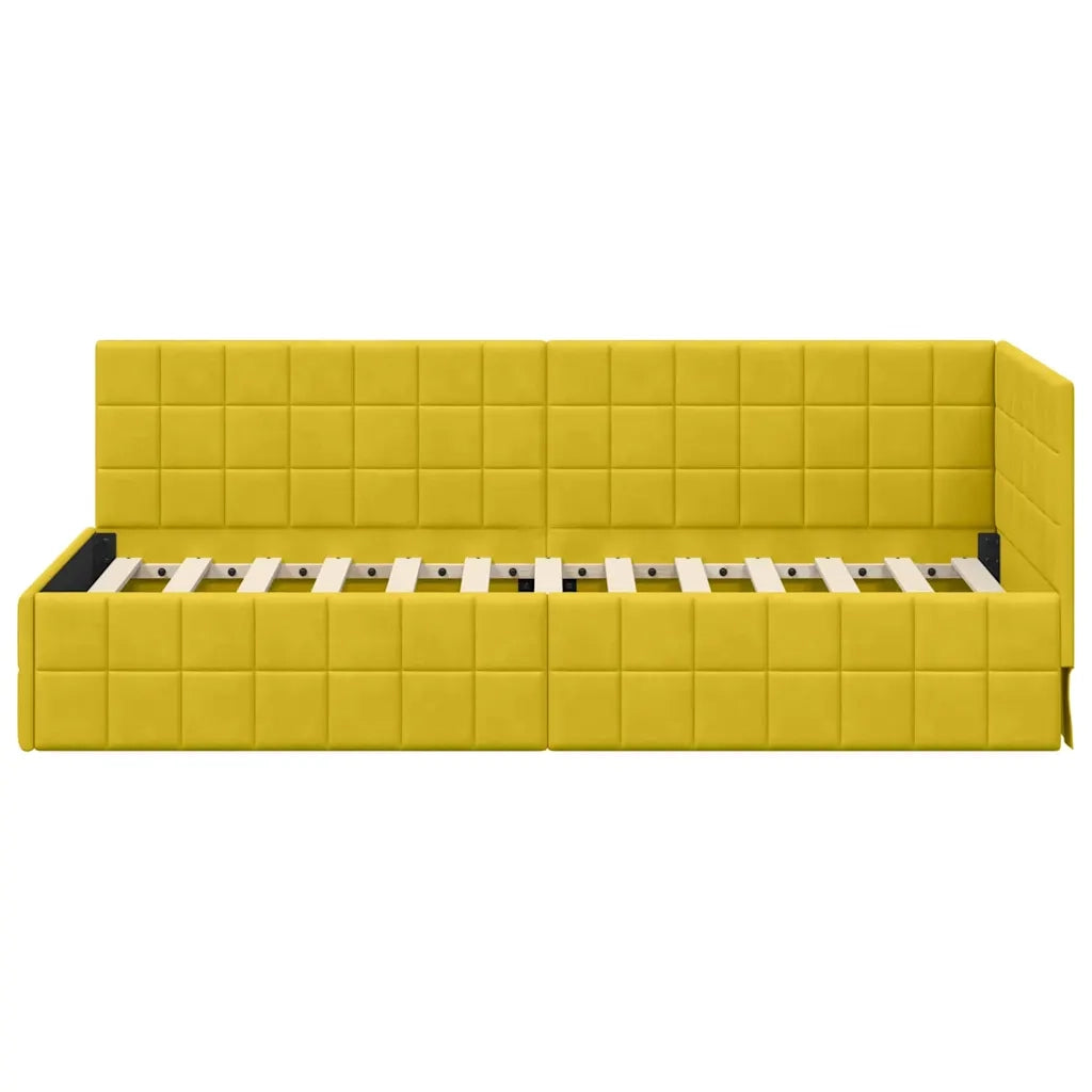 Letto singolo | Letto per adulti | Cornice del letto ad angolo Giallo 80 cm x 200 cm Velluto