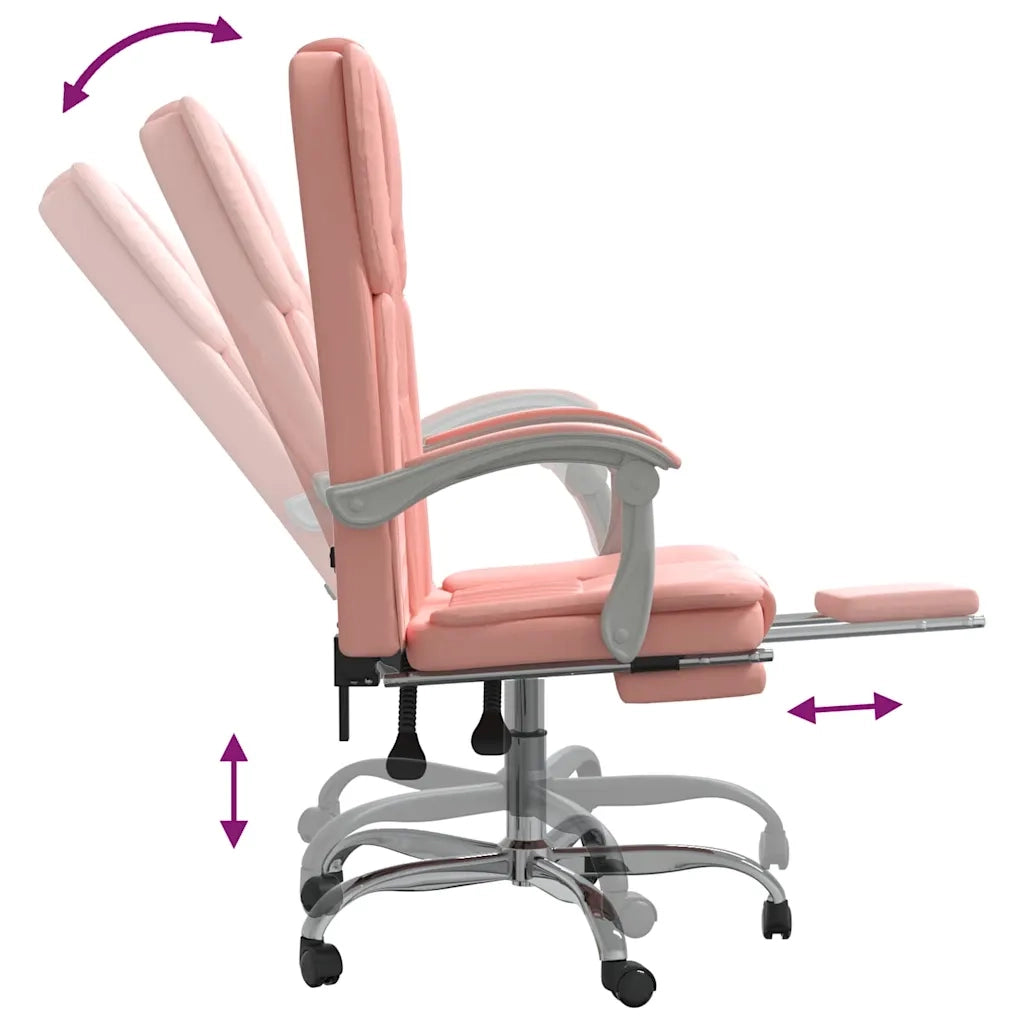 Sedia per studi-Poltrona da Ufficio Reclinabile Rosa in Similpelle 702496