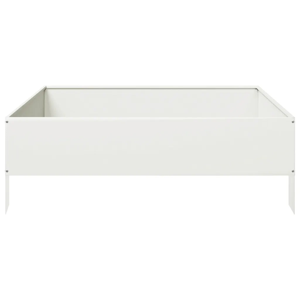 Fioriera | Cassetta per fiori | Vaso Rialzata da Giardino Bianca 100x100x33,5 cm in Acciaio