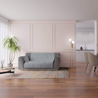 Copridivano con Copri Braccioli Seduta 60 cm in Poliestere Grigio Scuro