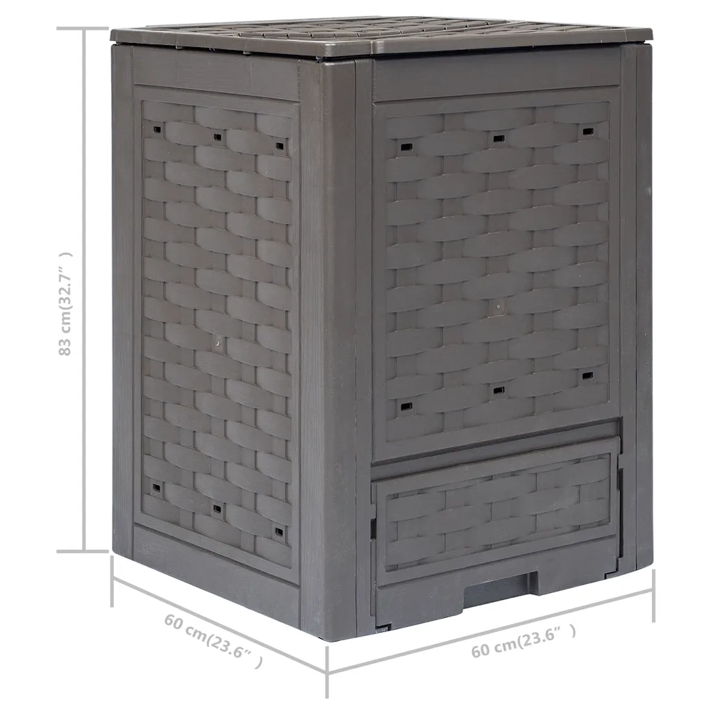 Compostiere 2 pz Marrone 60x60x83cm 600 L in Rattan di Plastica CFW1835478