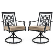 Set di 2 sedie girevoli da giardino 49,5 x 51,5 x 92 cm massimo comfort schienale floreale stile moderno metallo nero 20_0020566