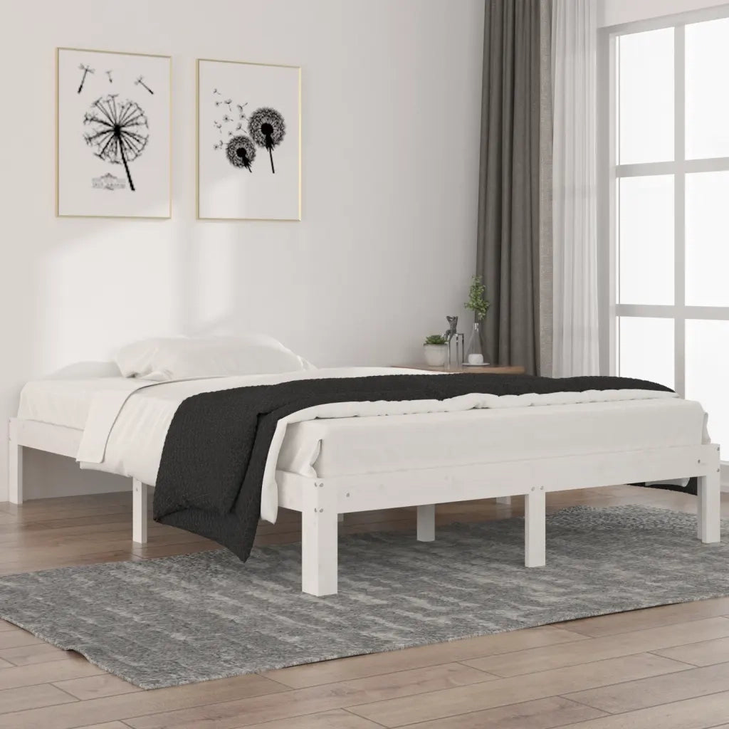 Giroletto-Struttura Letto Bianco in Legno Massello di Pino 140x200 cm 301342
