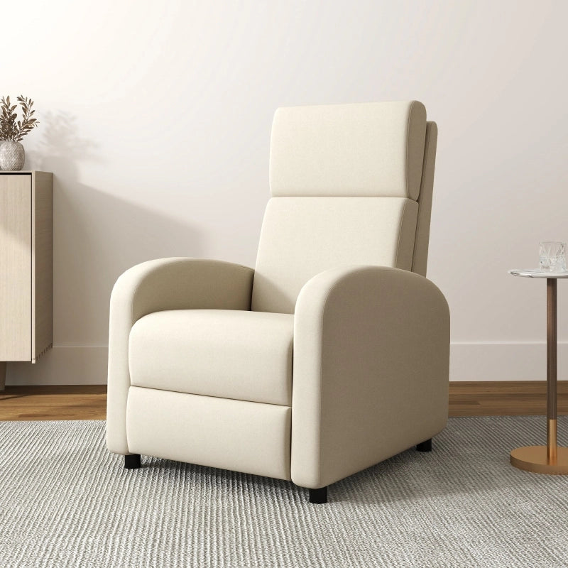 Poltrona relax reclinabile con poggiapiedi, tessuto effetto lino, crema, 120 kg