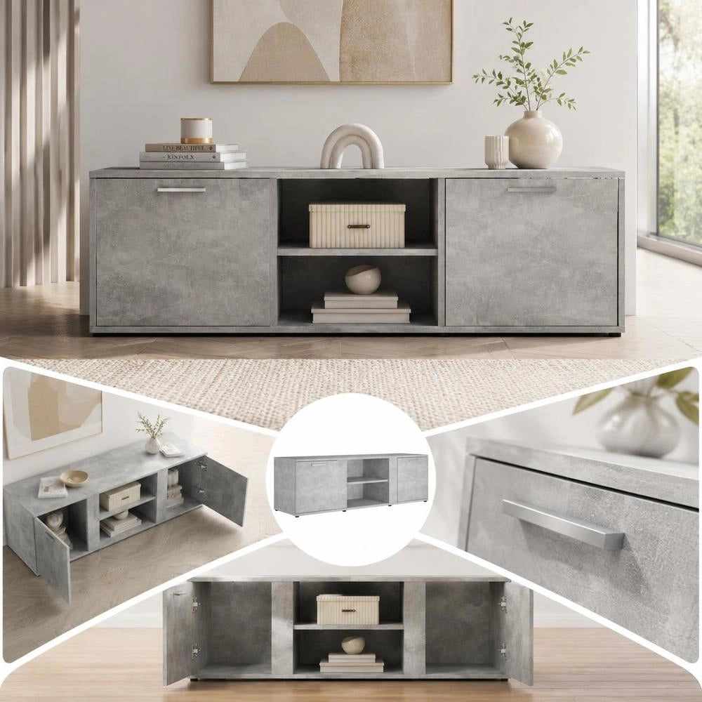 TV Cabinet Concrete Grey 120x34x37 Cm Wood-based Material
