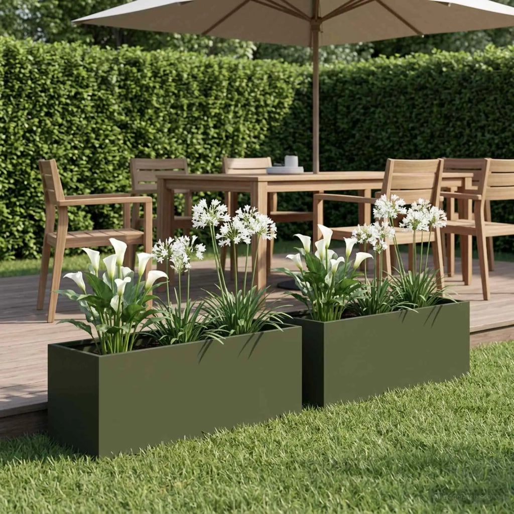 Vaso da giardino 2 pz Verde Oliva 40 x 20 x 20 cm 8005141