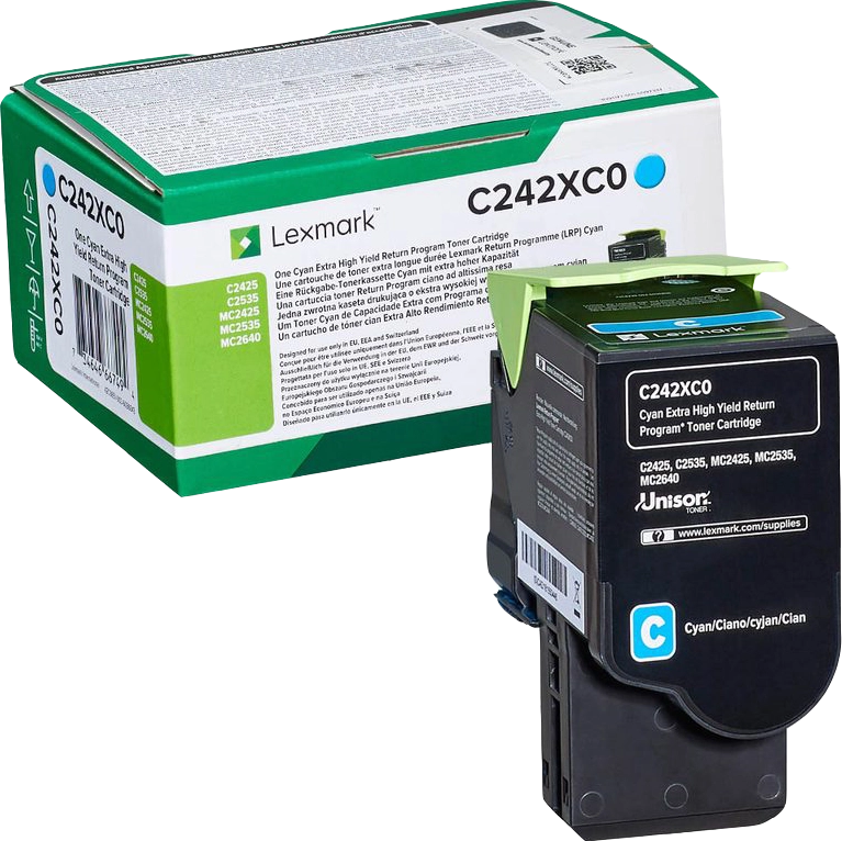ORIGINAL Lexmark toner ciano C242XC0 C/MC2425/2535 ~3500 Seiten
