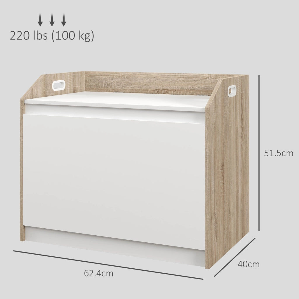 Cassapanca Moderna con Schienale e Vano Contenitore 62,4x40x51,5 cm in Legno Bianco