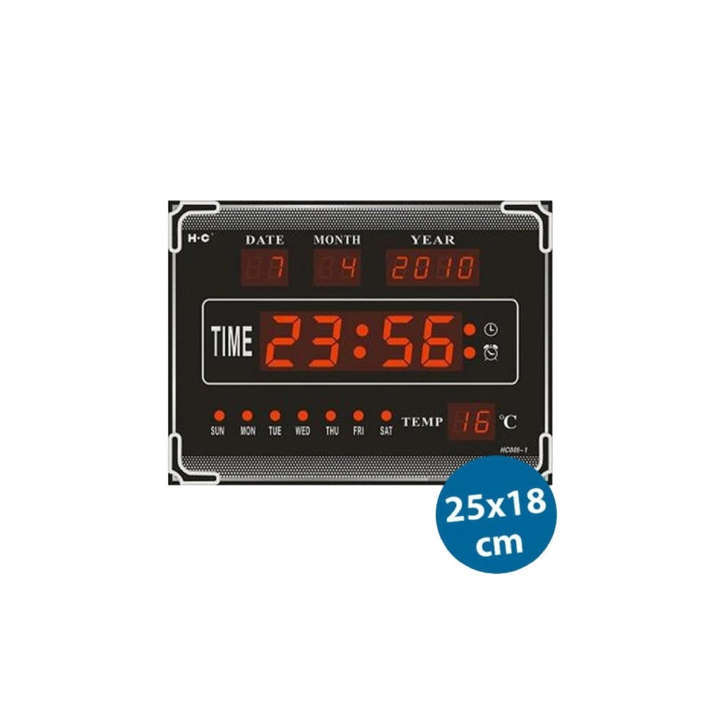 Trade Shop - Orologio Digitale A Led Con Datario Temperatura Orario Sveglia A Parete Muro -