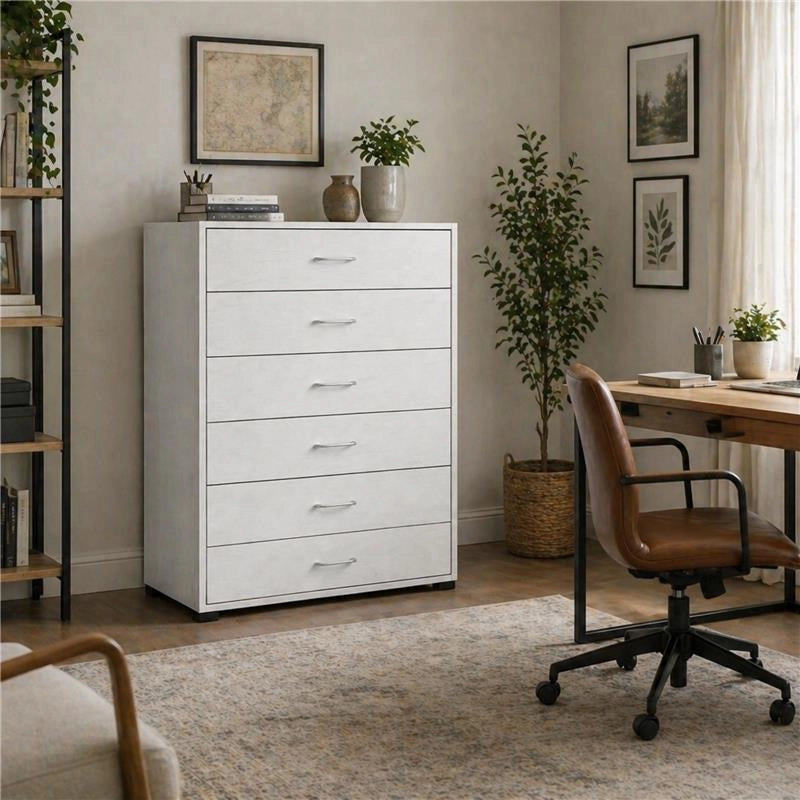 CASSETTIERA 6 CASSETTI IN LEGNO BIANCO CON PIANO D'APPOGGIO DIMENSIONI 68X40X120H CM