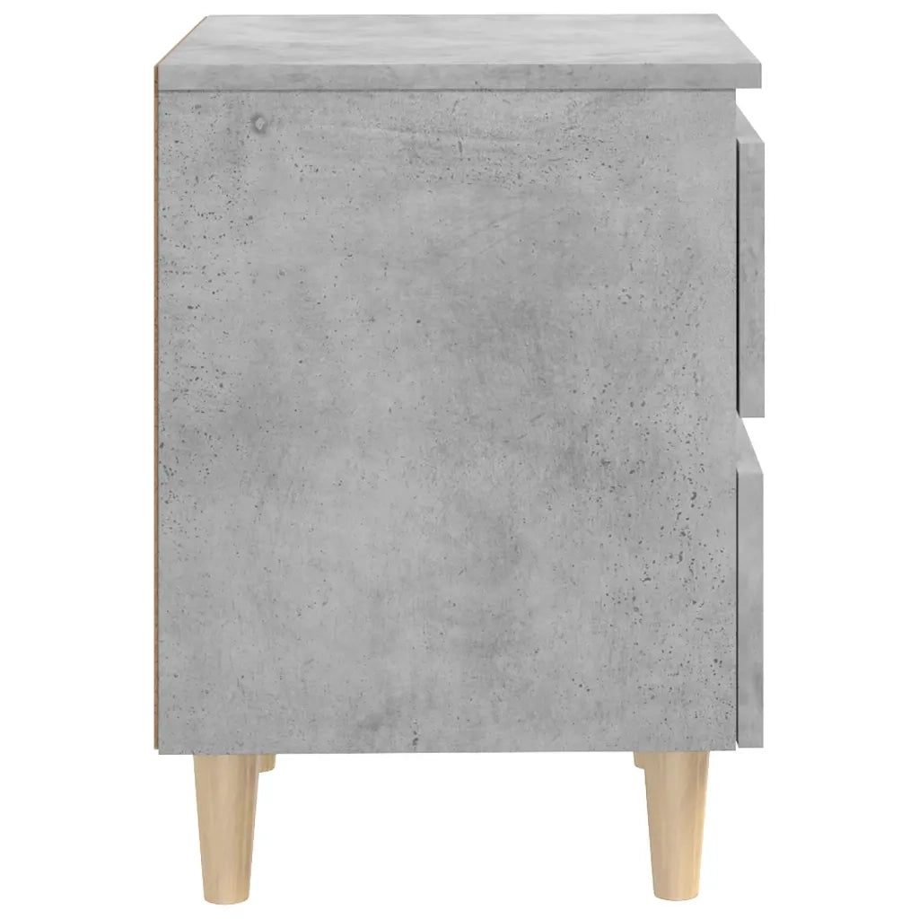 Comodini con Gambe Pino Massello 2pz Grigio Cemento 40x35x50 cm 805860