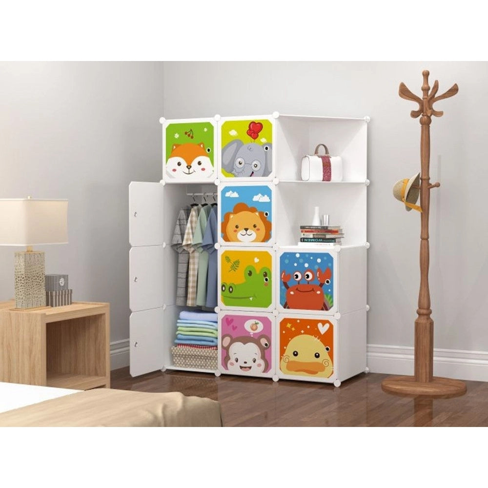 Trade Shop - Armadio Guardaroba Modulare A 10 Cubi Con Ante Decorate Appendiabiti Personalizzabile -