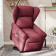 vidaXL Poltrona Alzapersona Massaggiante Elettrica Rosso Vino Tessuto