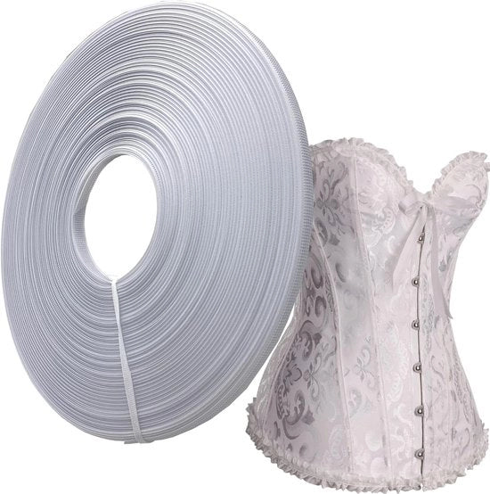 Correttore Panty Shaping in Poliestere per Abbigliamento, Shapewear e Sposa (Bianco, 8 mm) con 45 Yarde