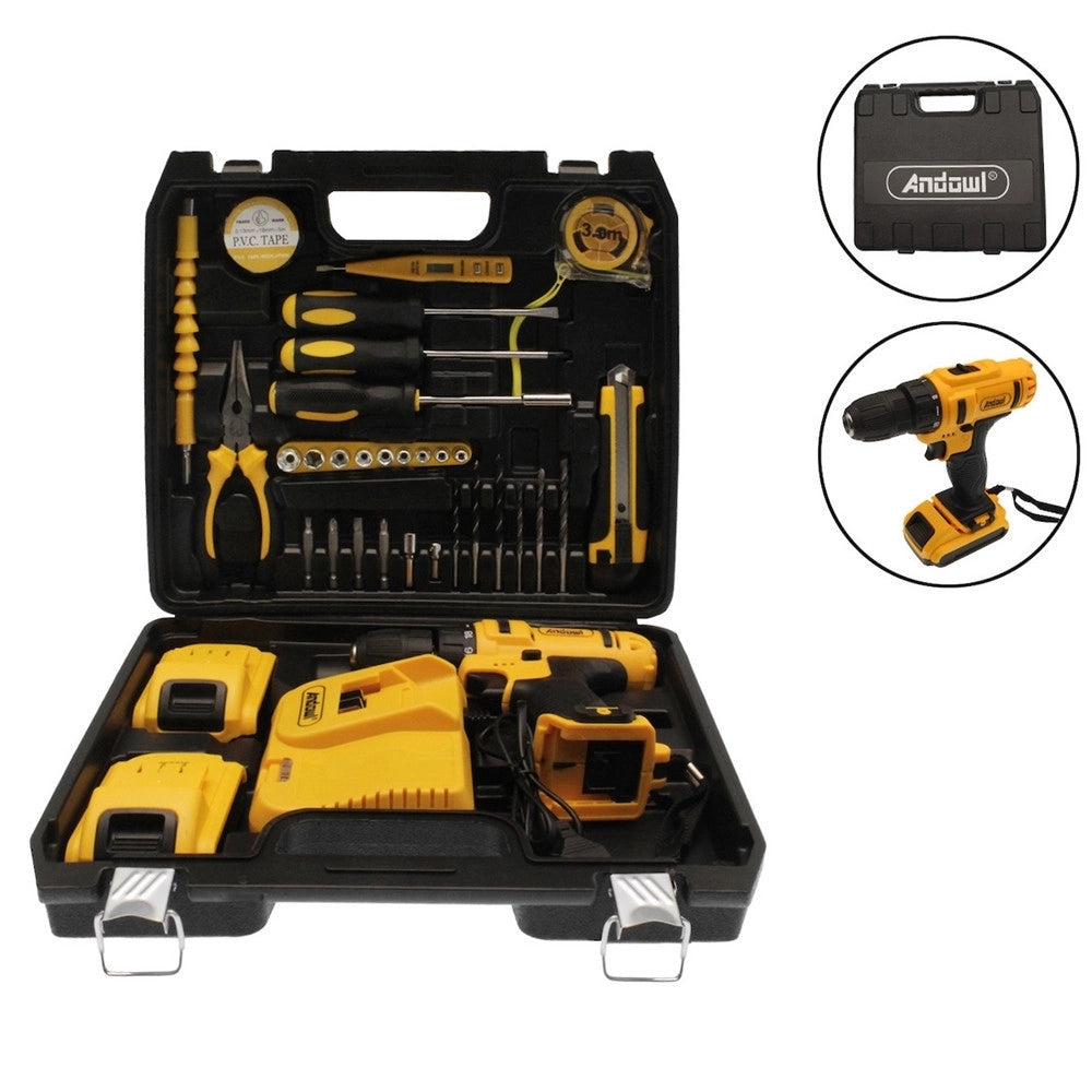 Trade Shop - Set Di Attrezzi Trapano A Percussione Avvitatore Elettrico A Batteria 24v 2x5ah Q-gj011 -