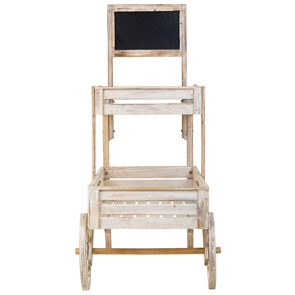 Carrello espositivo con ruote in legno bianco 100x52x120h