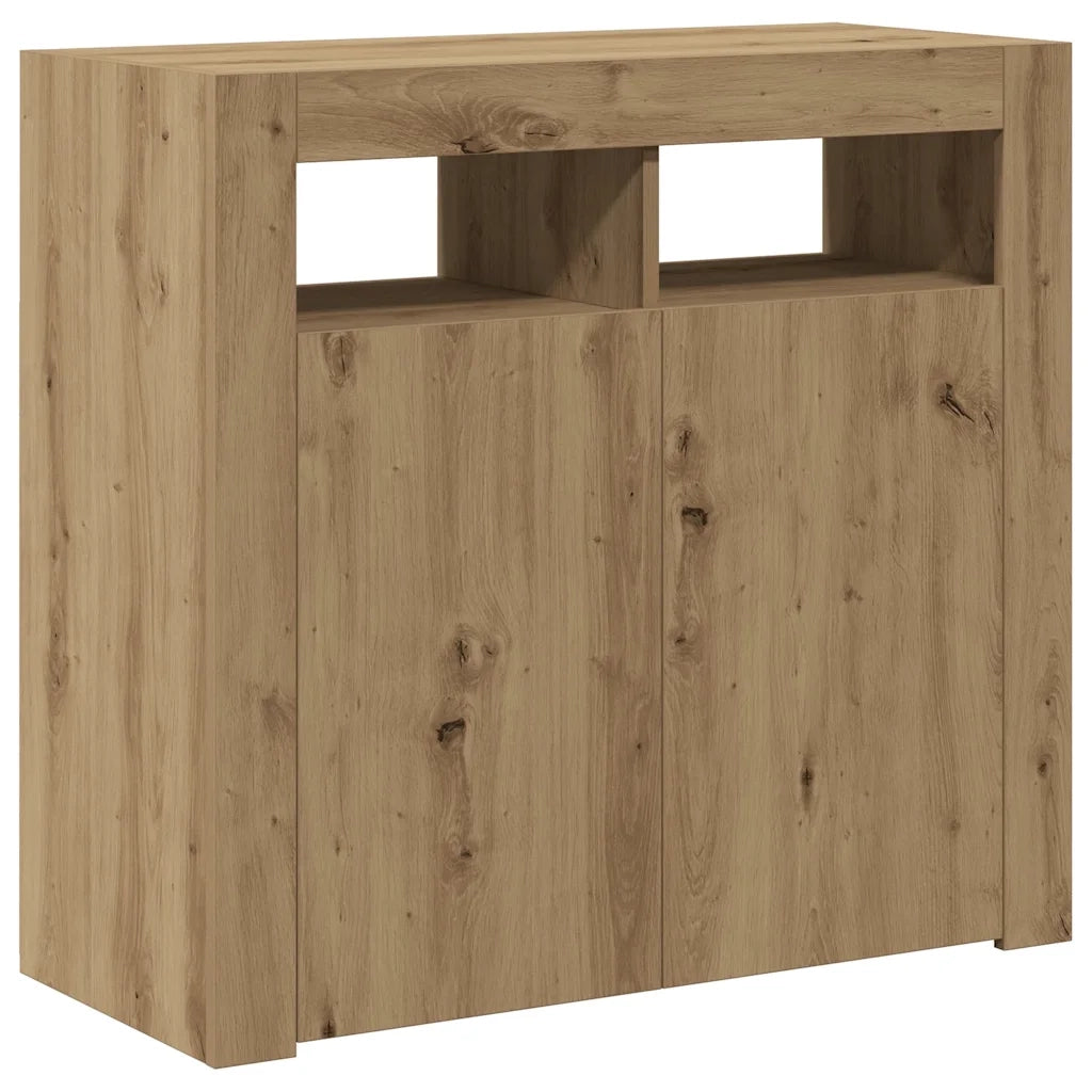 Credenza con Luci LED Artigianale 80x35x75 cm in Truciolato 856362
