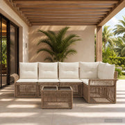 Set Divano da Giardino 6 pz Beige polyrattan 3434832