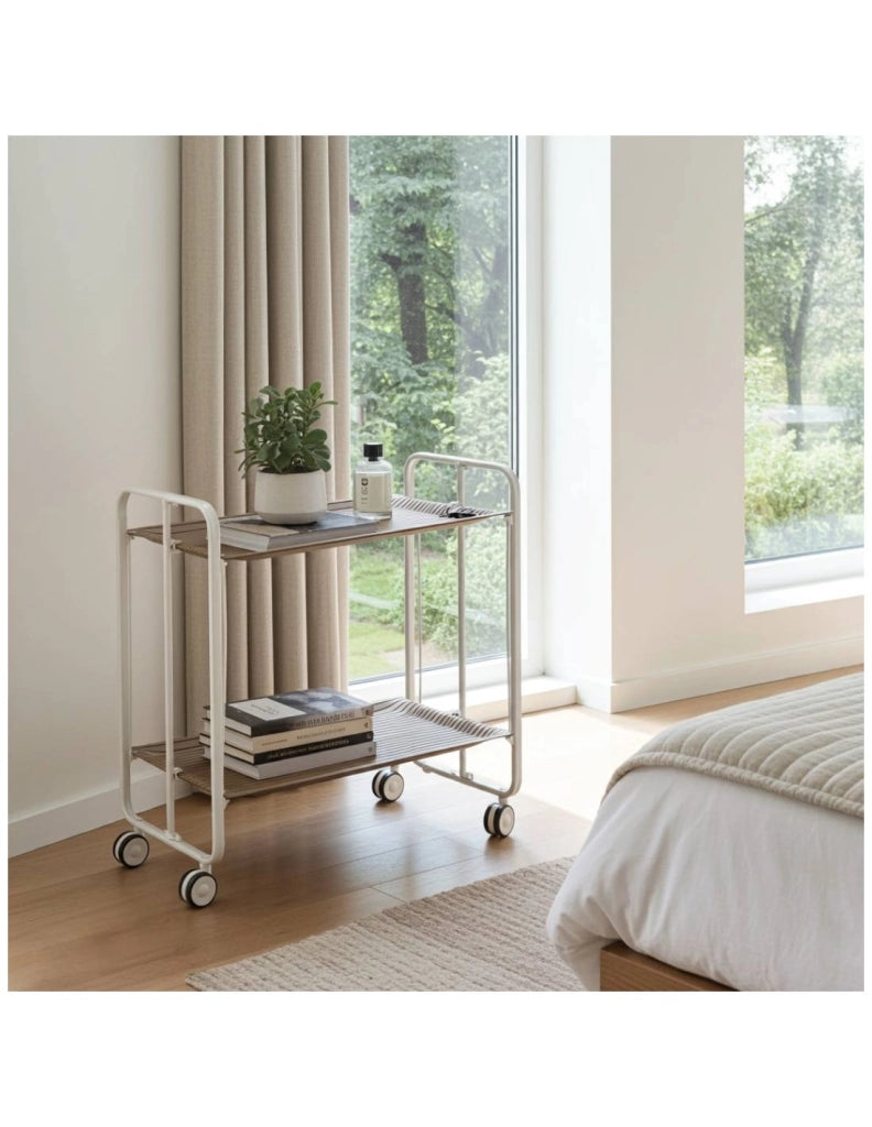 Carrello da cucina pieghevole bianco con ruote BAUHAUS 2 ripiani