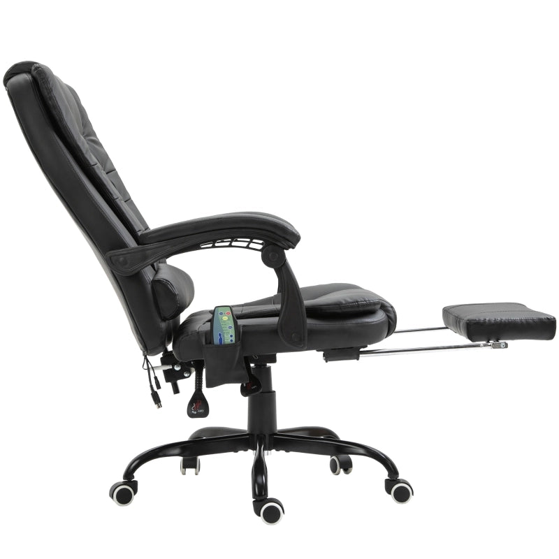 Sedia da ufficio massaggiante girevole con poggiapiedi integrato, 67 x 79 x 111-121 cm, nero